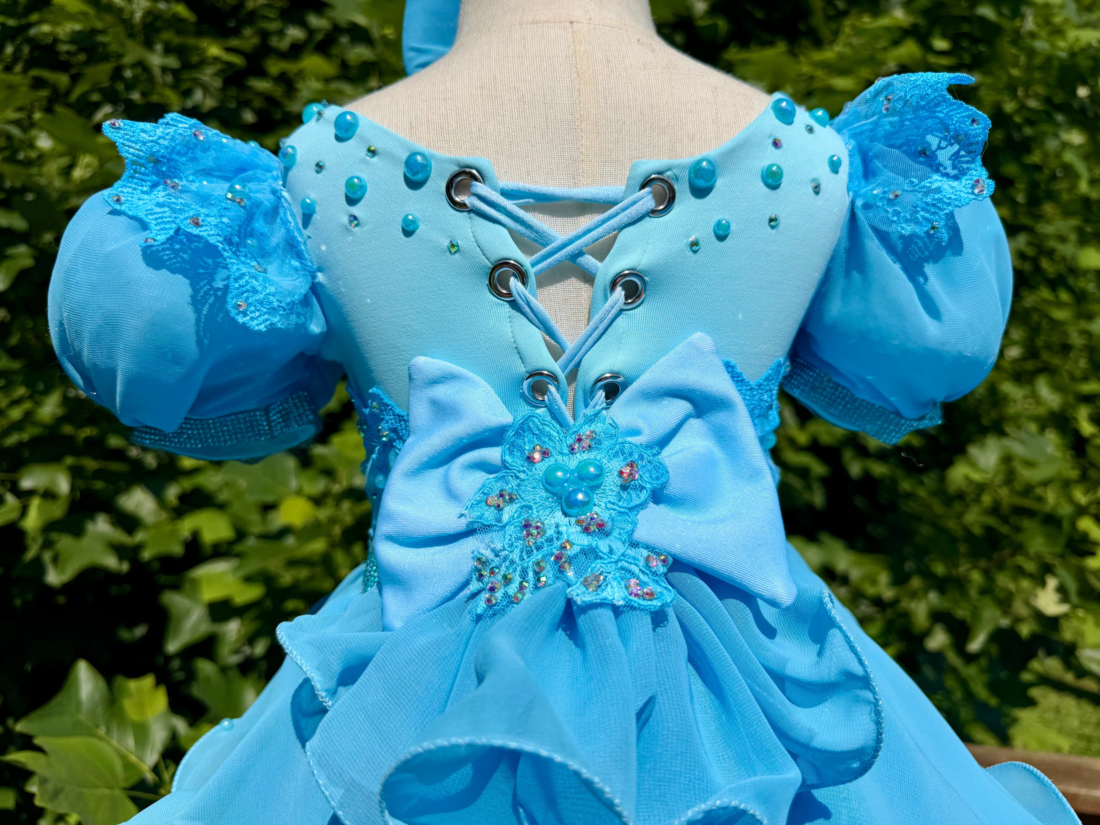 Milly Moo’s Designs custom semi-glitz chiffon. Size 18/3.