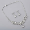 Laurel tree dangle Pear Rhinestone Necklace Set