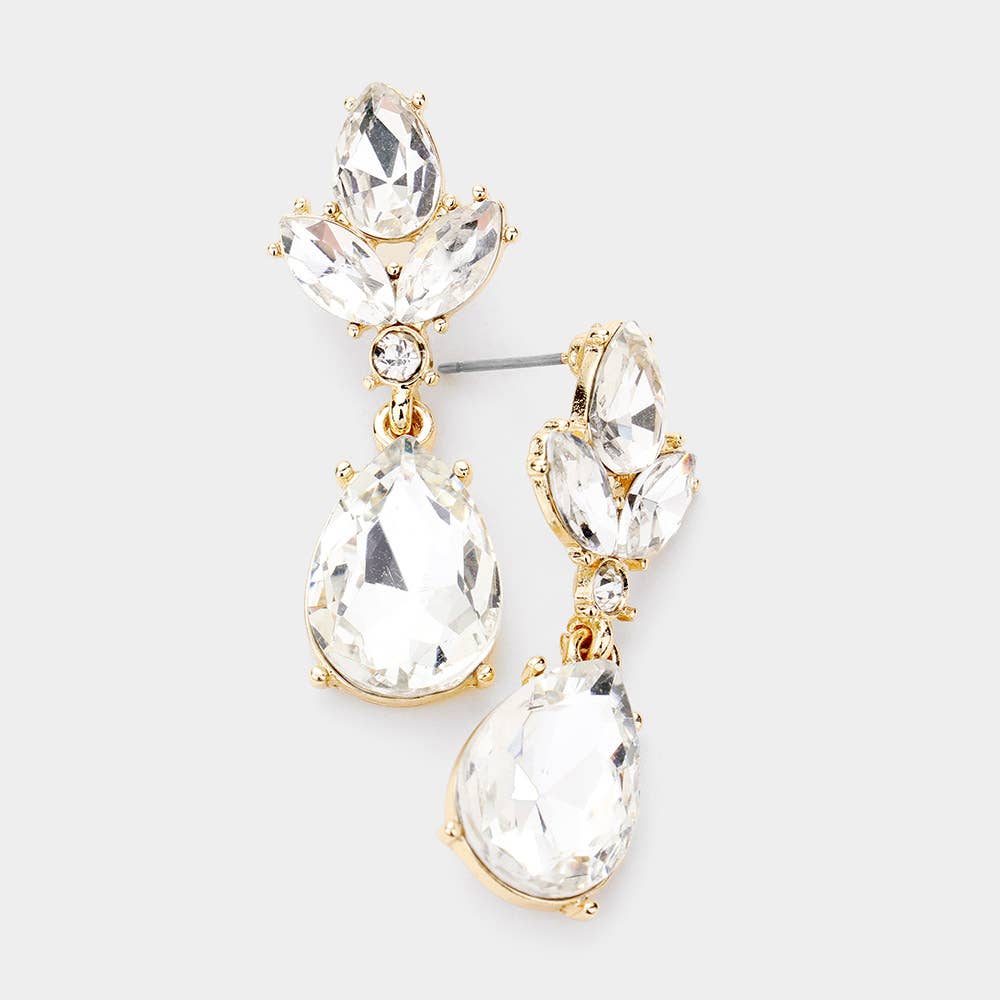 Teardrop Stone Dangle Evening Earrings