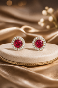 Red Button Earrings 7/16"