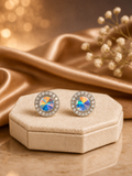 AB Rondel with Rivoli Button Dance Earrings 1/2"
