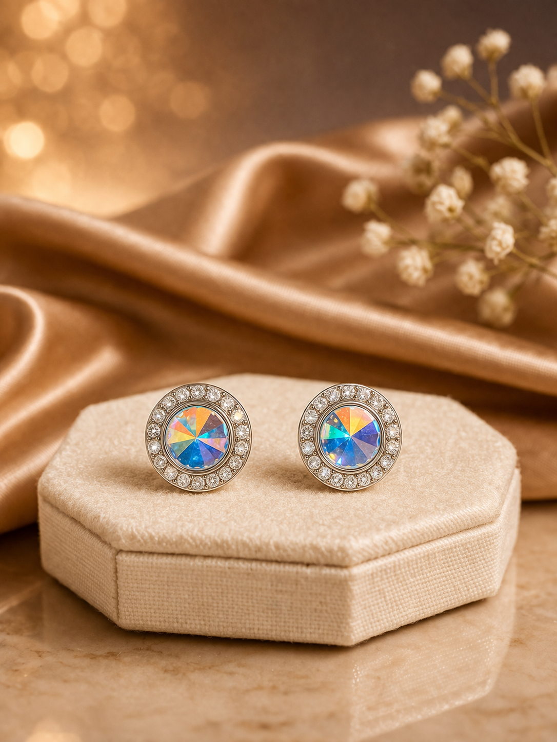 AB Rondel with Rivoli Button Dance Earrings 1/2"