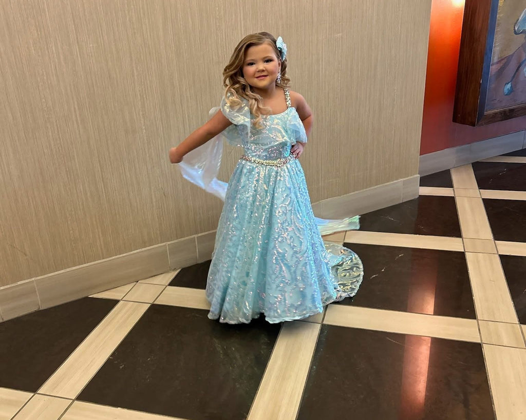 Blue Metallic Shimmer Toddler Size 6 Gown