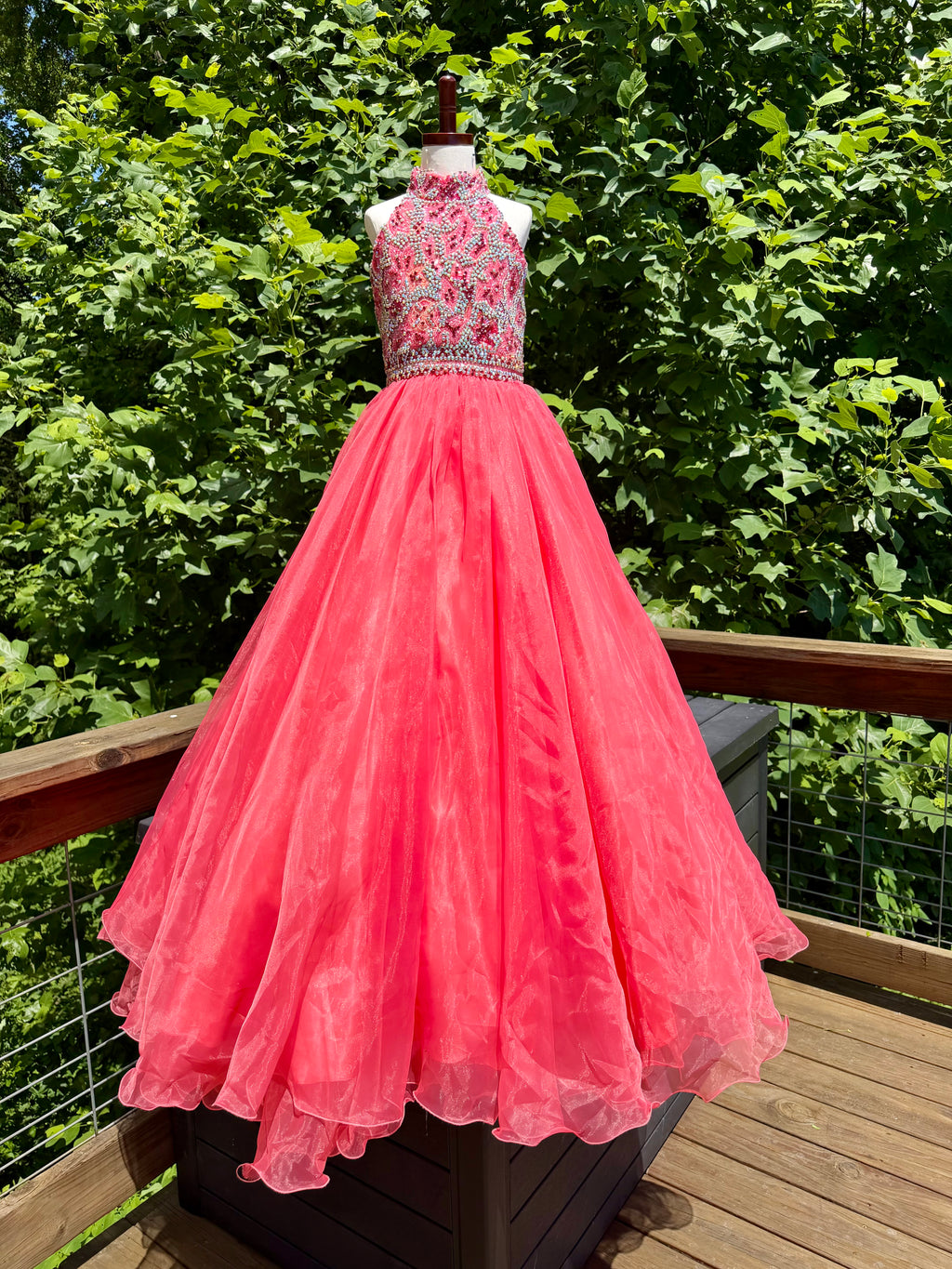 Size-12 Liz Chen Coral gown