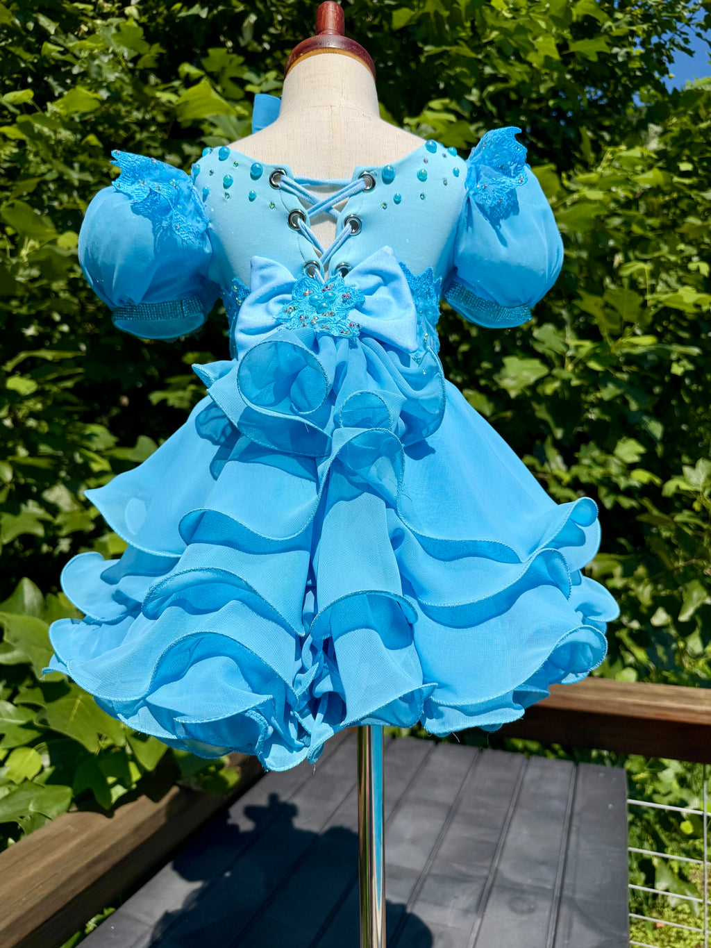 Milly Moo’s Designs custom semi-glitz chiffon. Size 18/3.