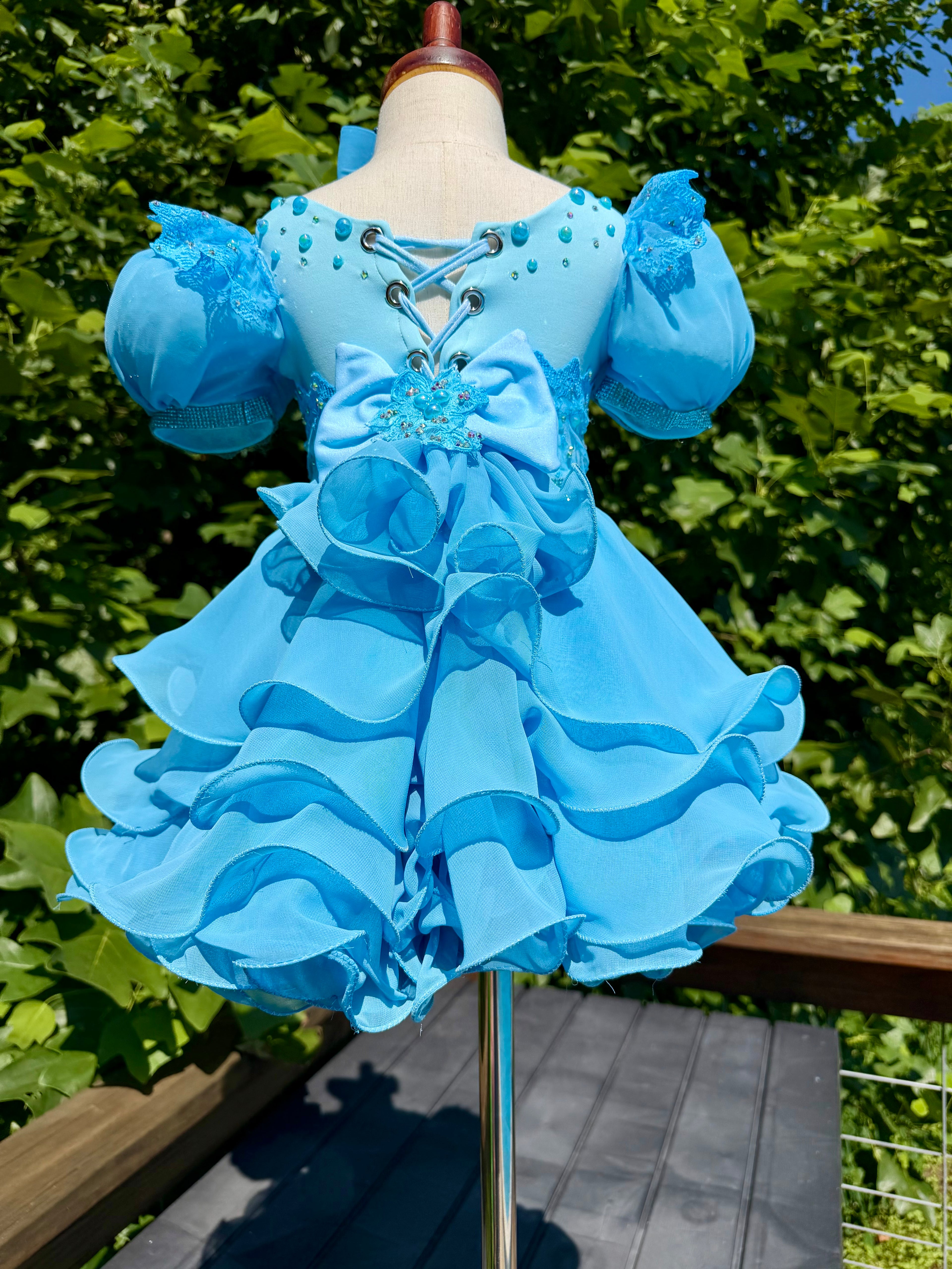 Milly Moo’s Designs custom semi-glitz chiffon. Size 18/3.
