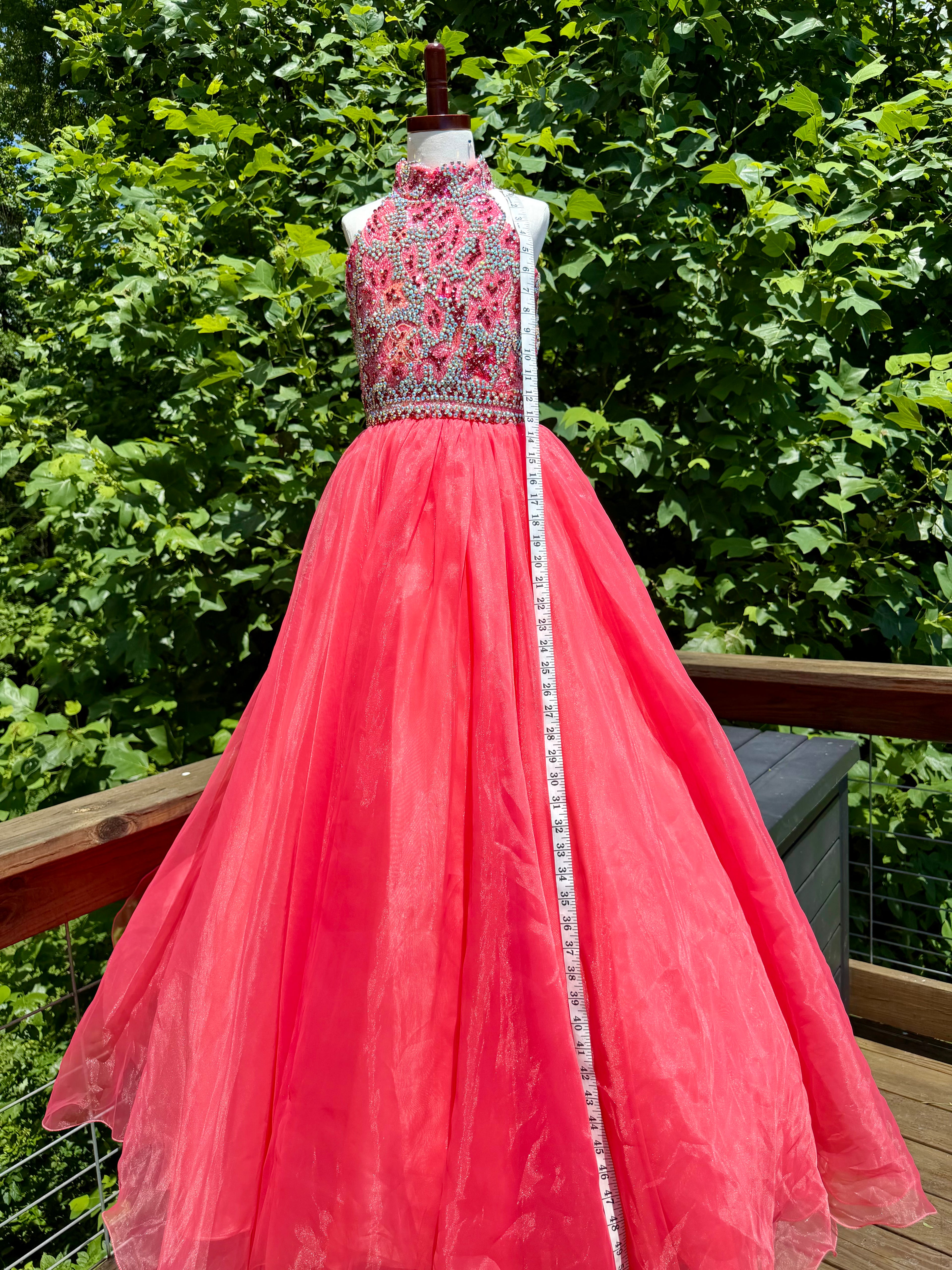 Size-12 Liz Chen Coral gown