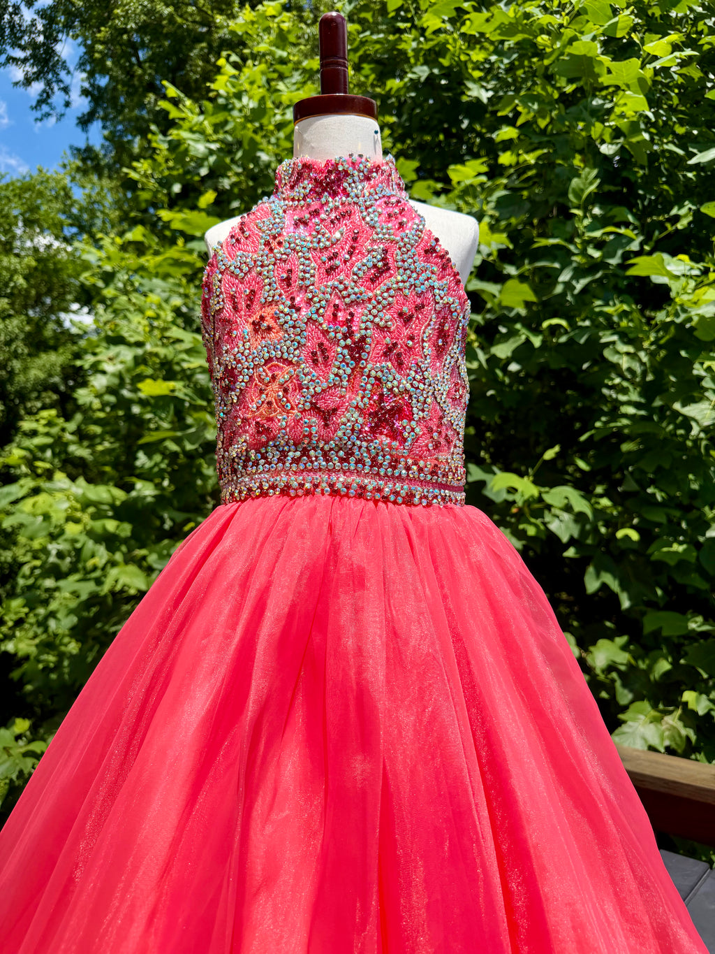 Size-12 Liz Chen Coral gown