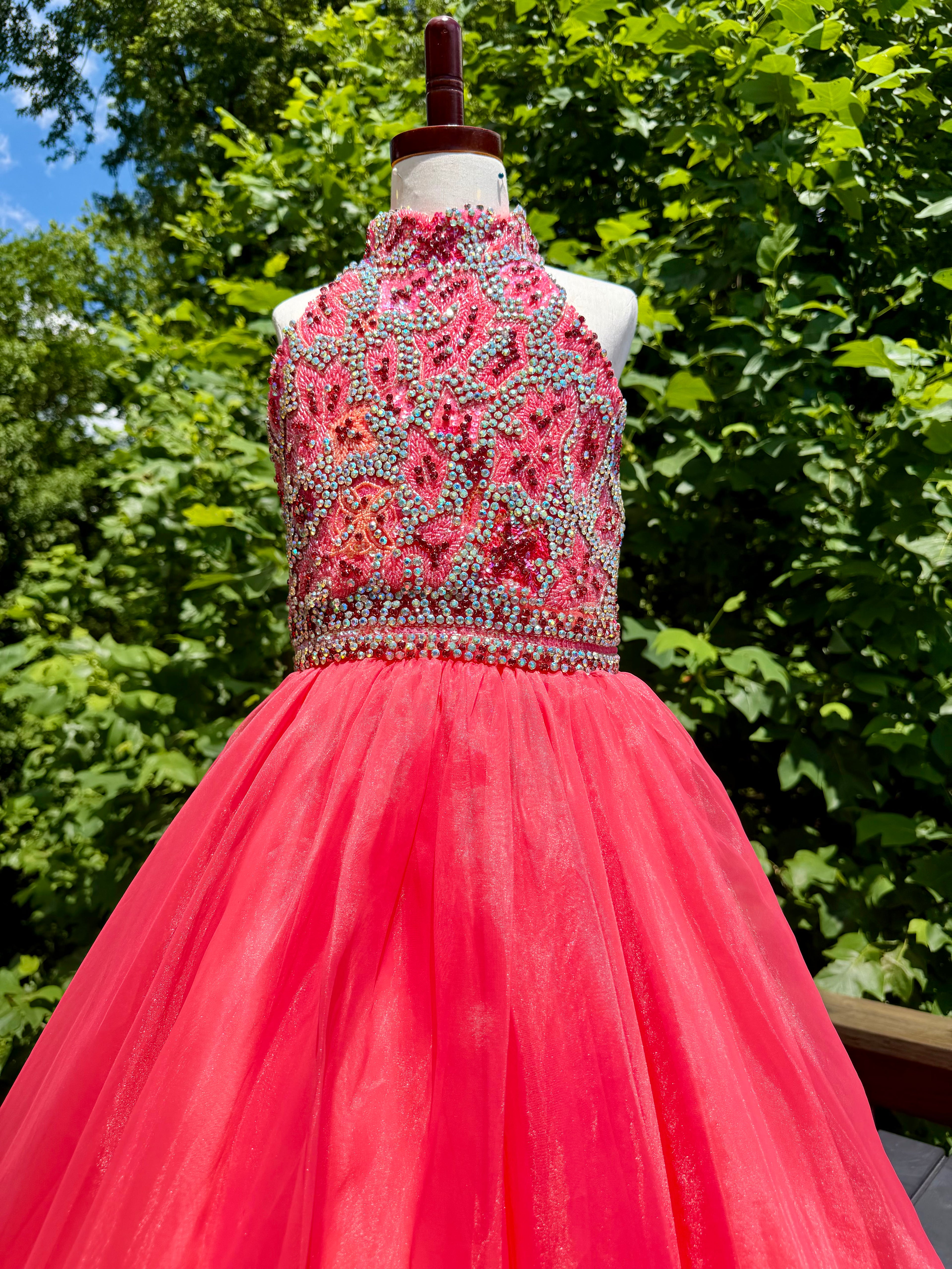 Size-12 Liz Chen Coral gown