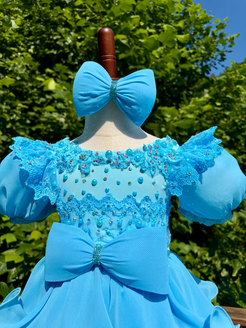 Milly Moo’s Designs custom semi-glitz chiffon. Size 18/3.