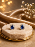 Sapphire Button Earrings 7/16"