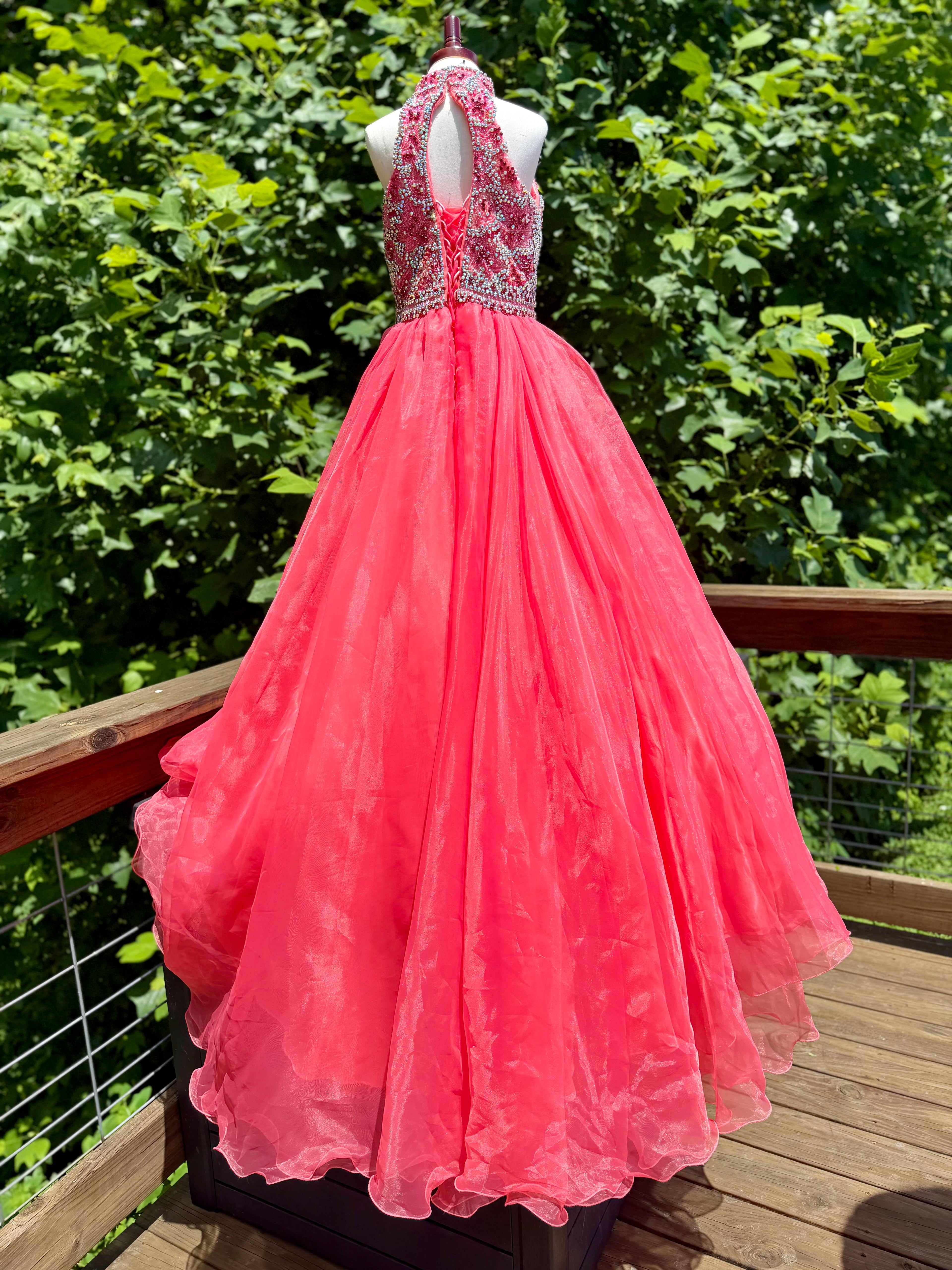 Size-12 Liz Chen Coral gown