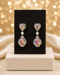 Enchanted CZ Heart Cascade Earrings 1.5" tall