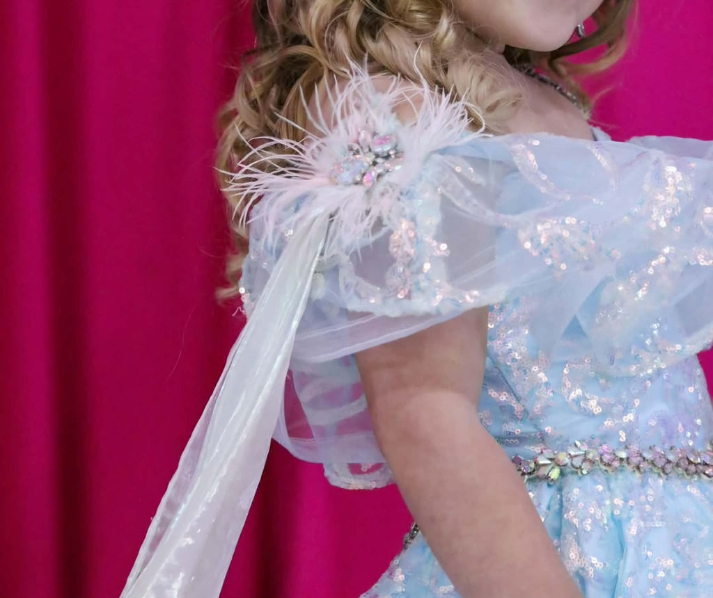Blue Metallic Shimmer Toddler Size 6 Gown