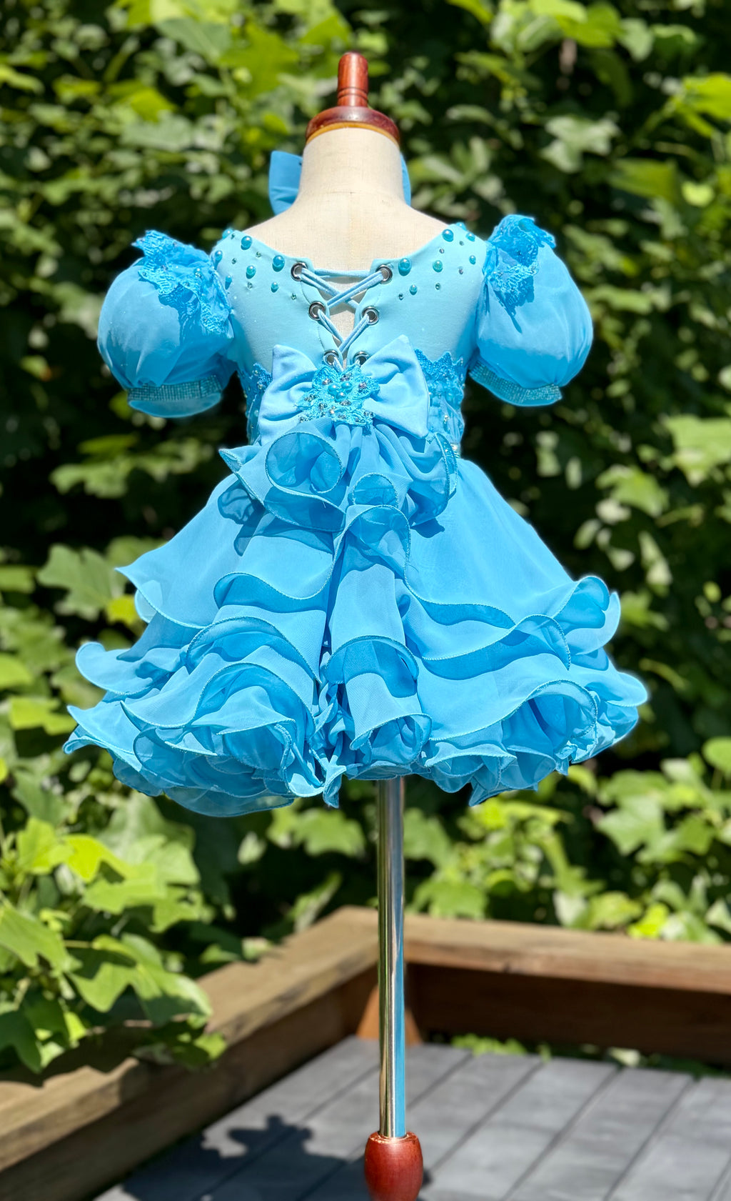 Milly Moo’s Designs custom semi-glitz chiffon. Size 18/3.