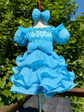 Milly Moo’s Designs custom semi-glitz chiffon. Size 18/3.