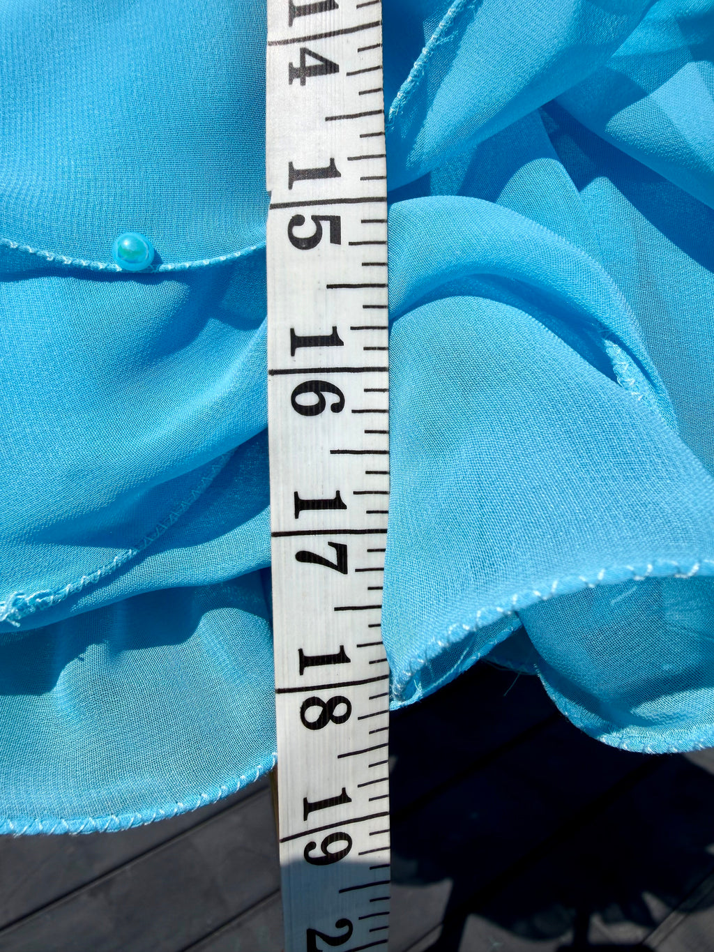 Milly Moo’s Designs custom semi-glitz chiffon. Size 18/3.