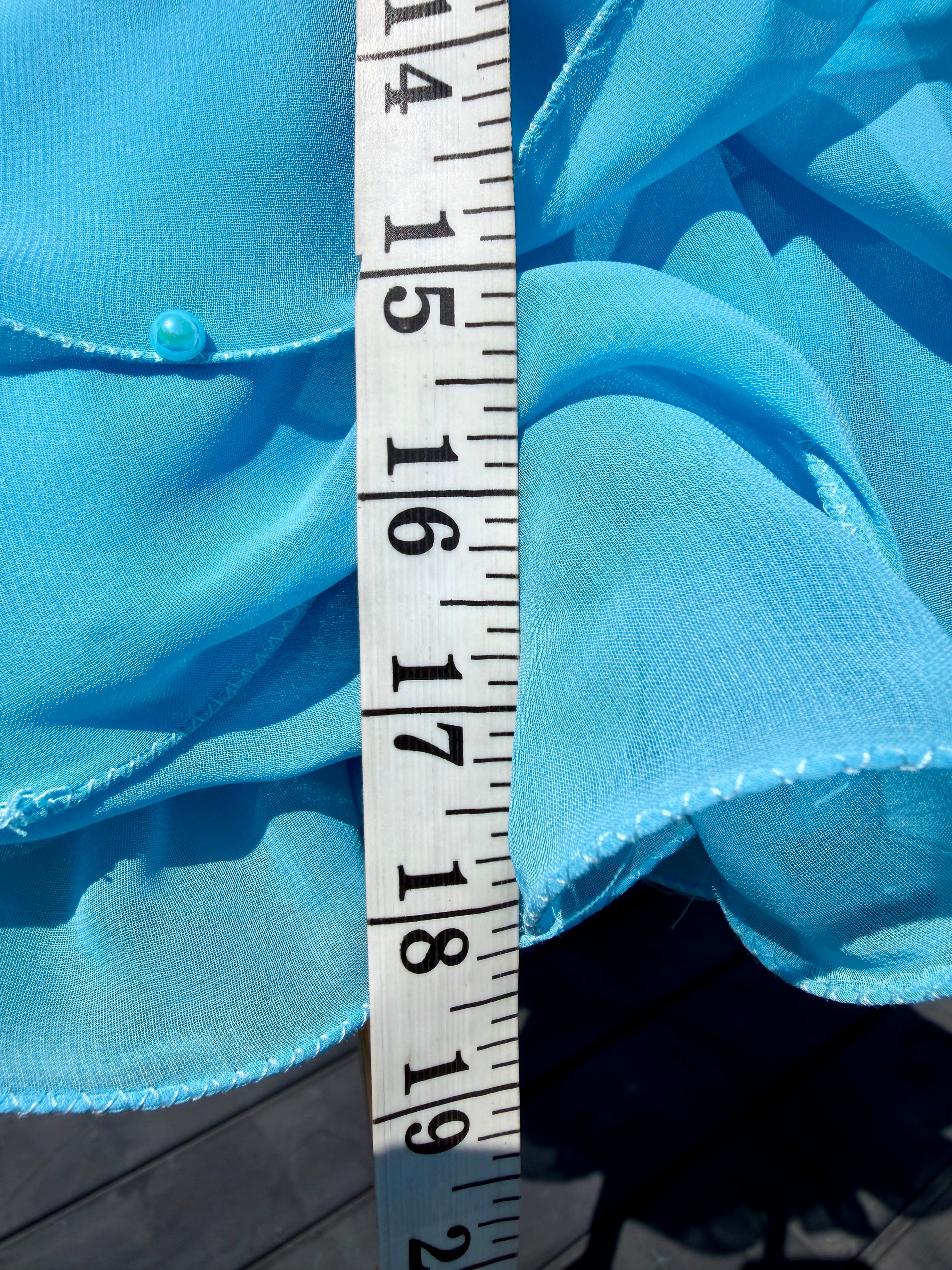 Milly Moo’s Designs custom semi-glitz chiffon. Size 18/3.