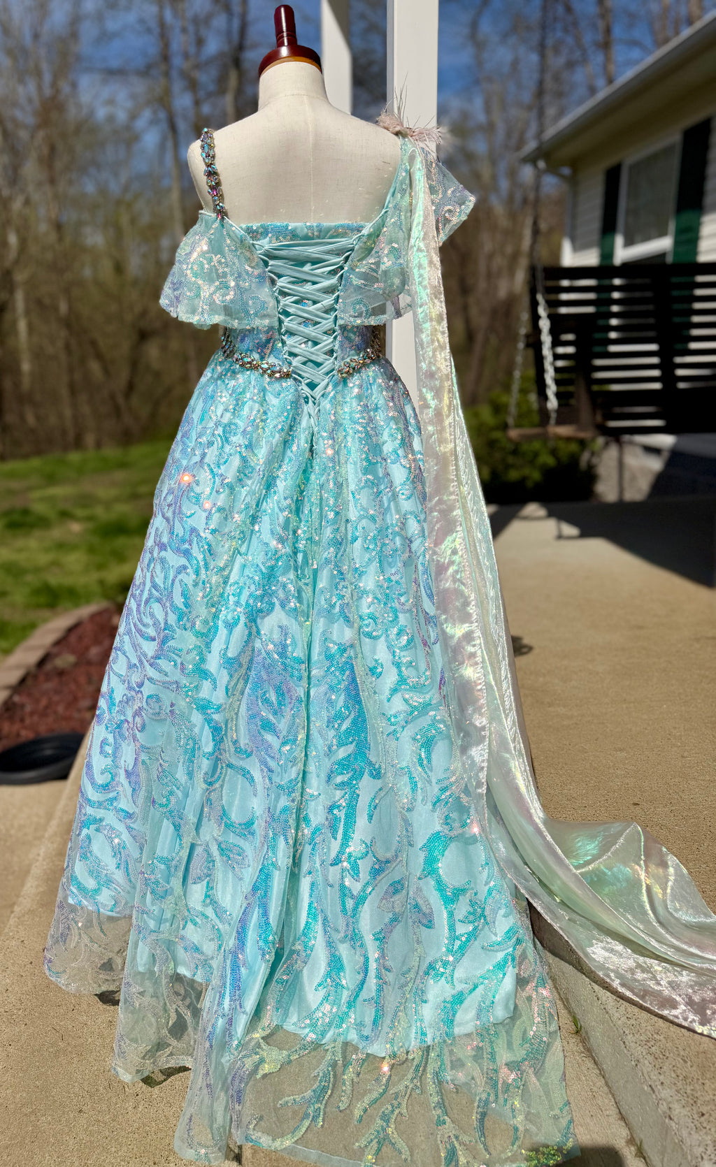 Blue Metallic Shimmer Toddler Size 6 Gown