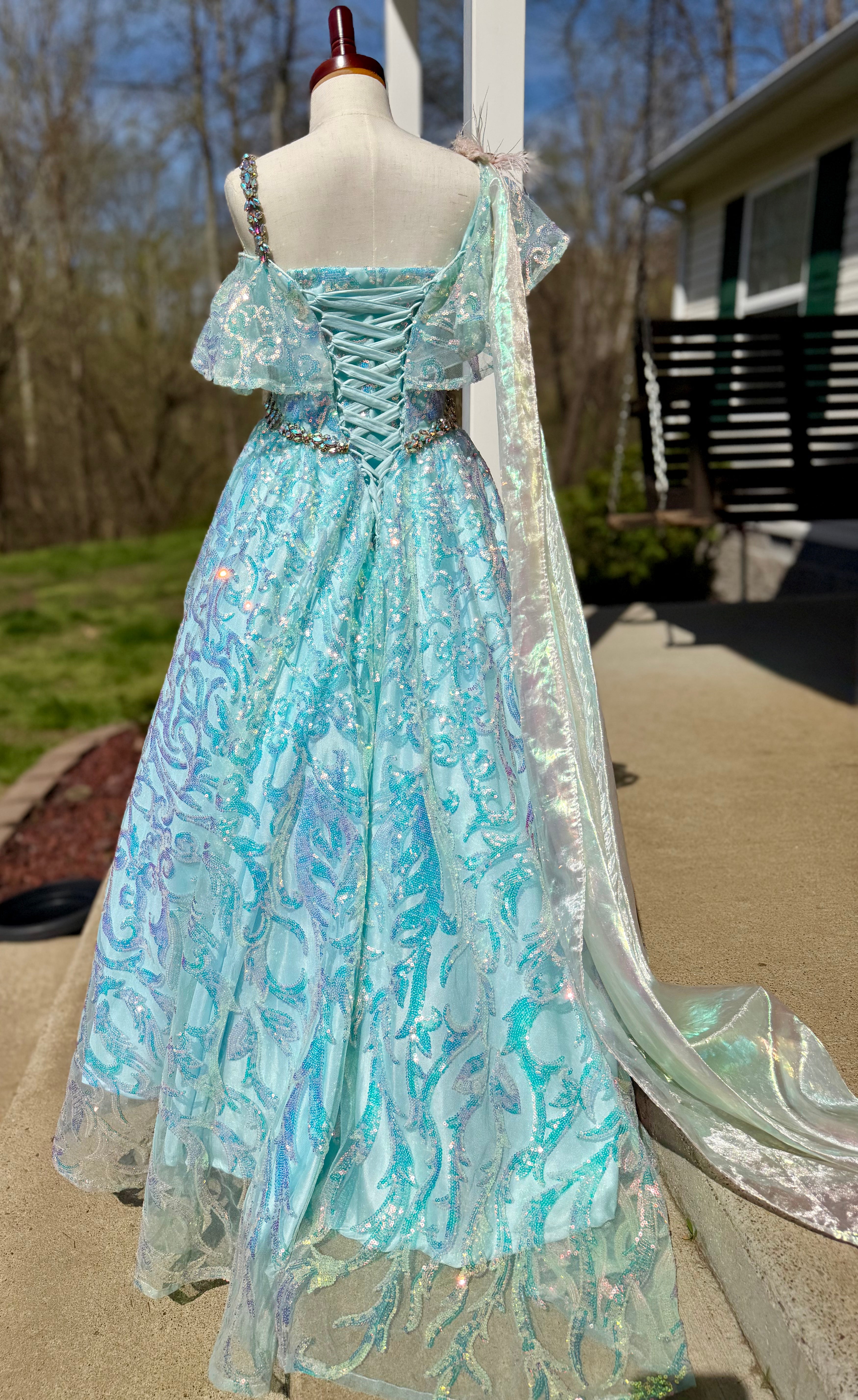 Blue Metallic Shimmer Toddler Size 6 Gown