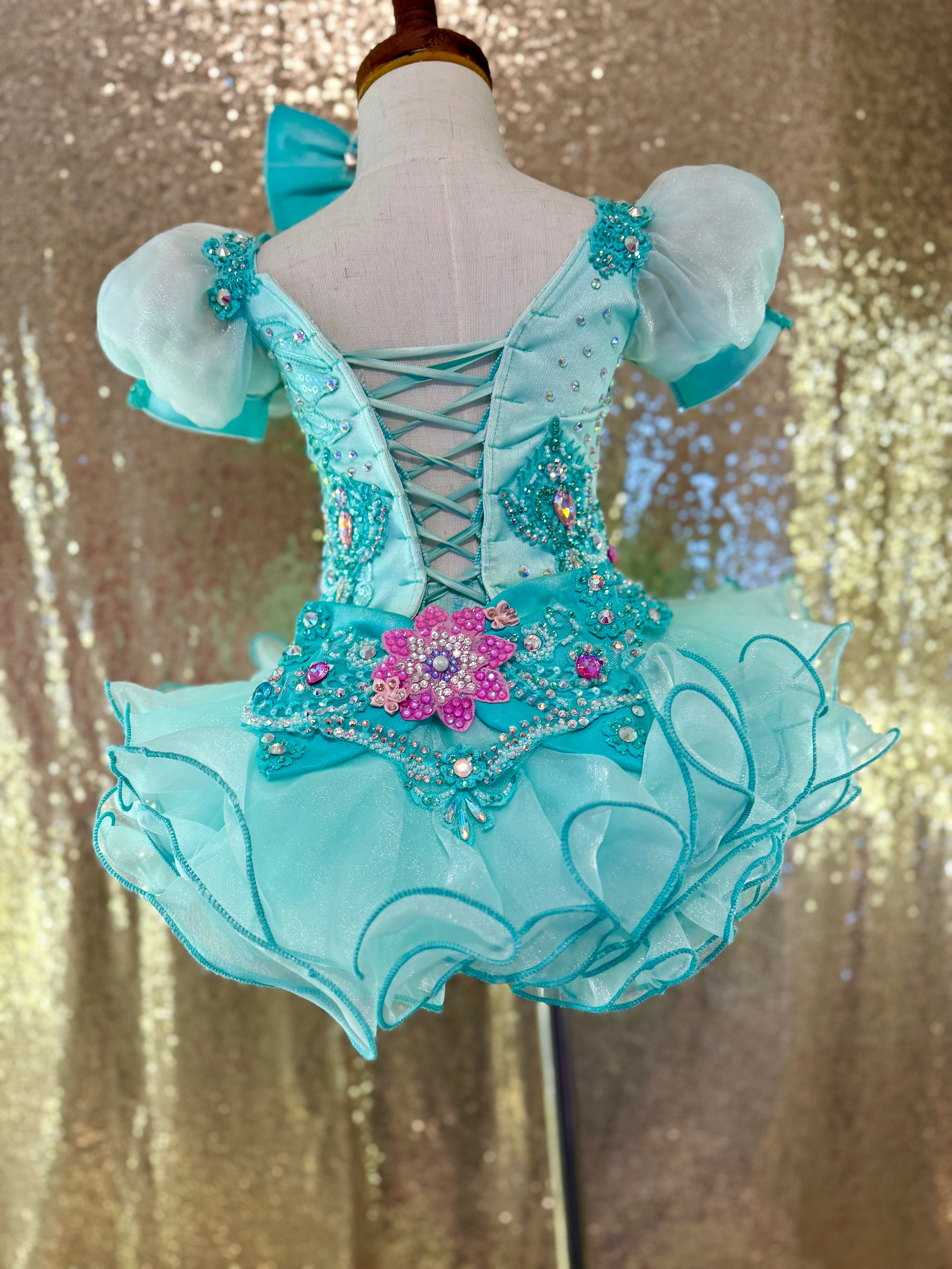 Size 12/2 Sandra Parker -  Aqua Galaxy Glitz