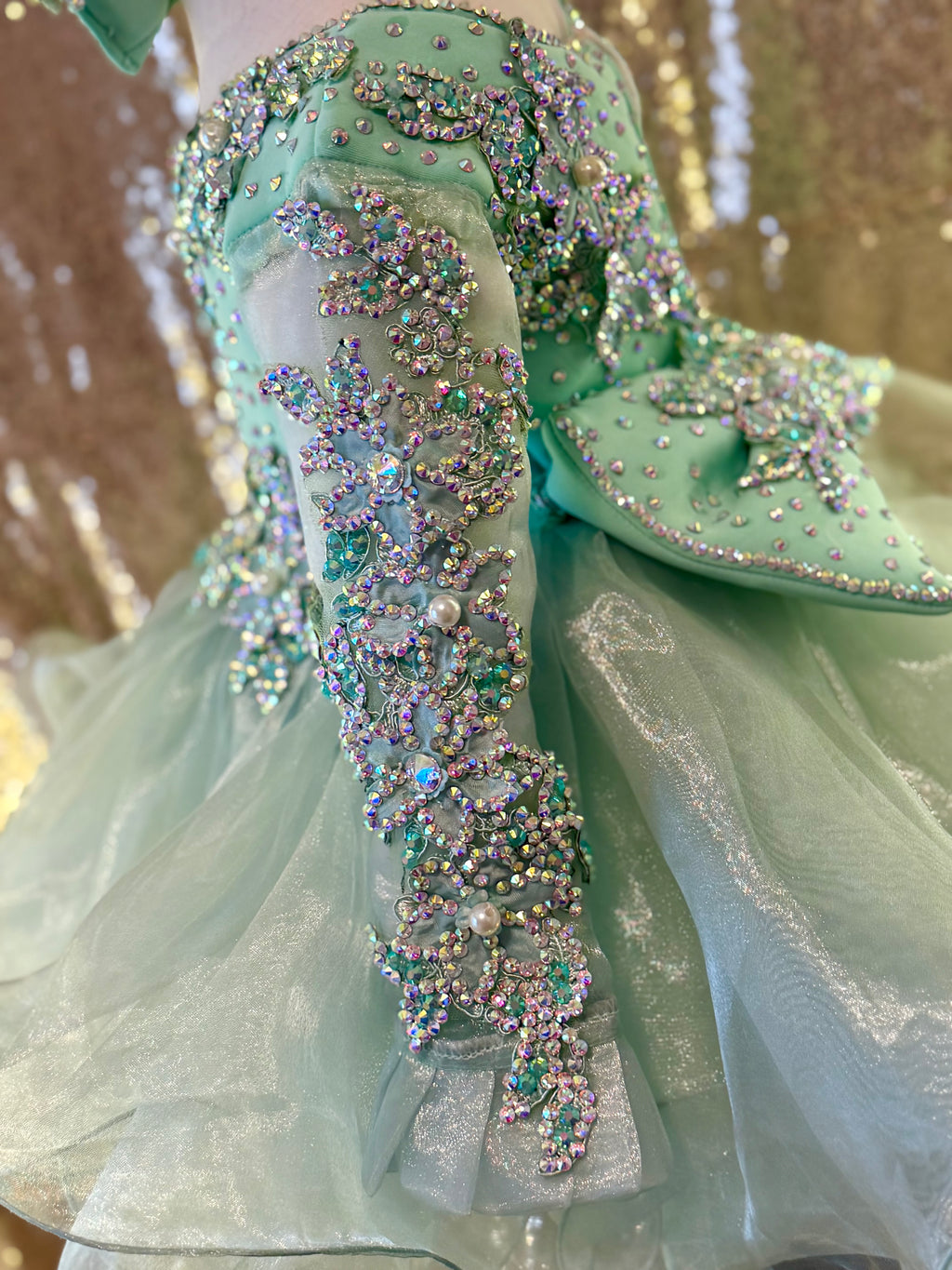 Sage Radiance Royale – Mega Glitz Gown (Size 18/3)