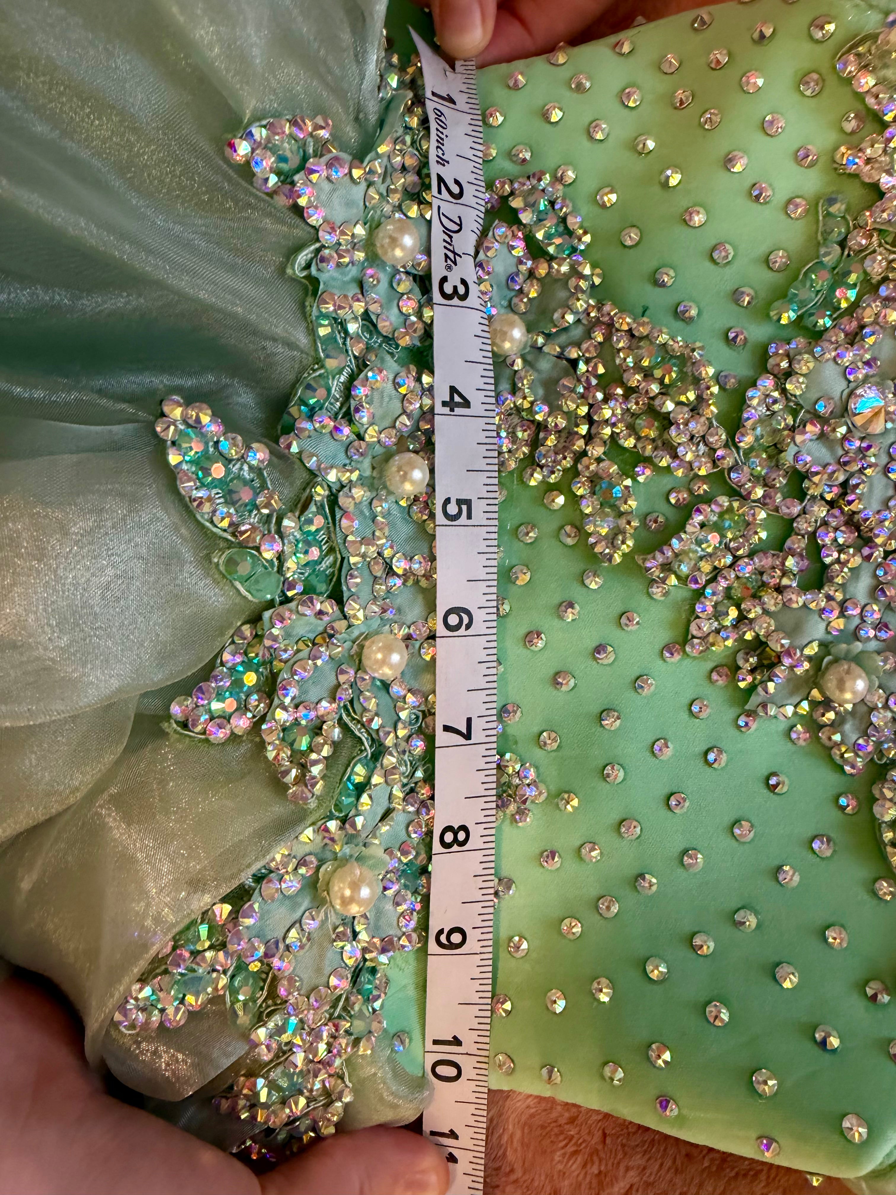 Sage Radiance Royale – Mega Glitz Gown (Size 18/3)