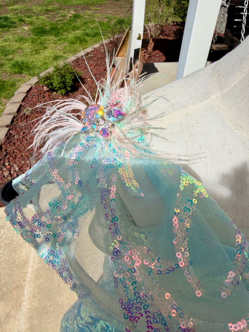 Blue Metallic Shimmer Toddler Size 6 Gown