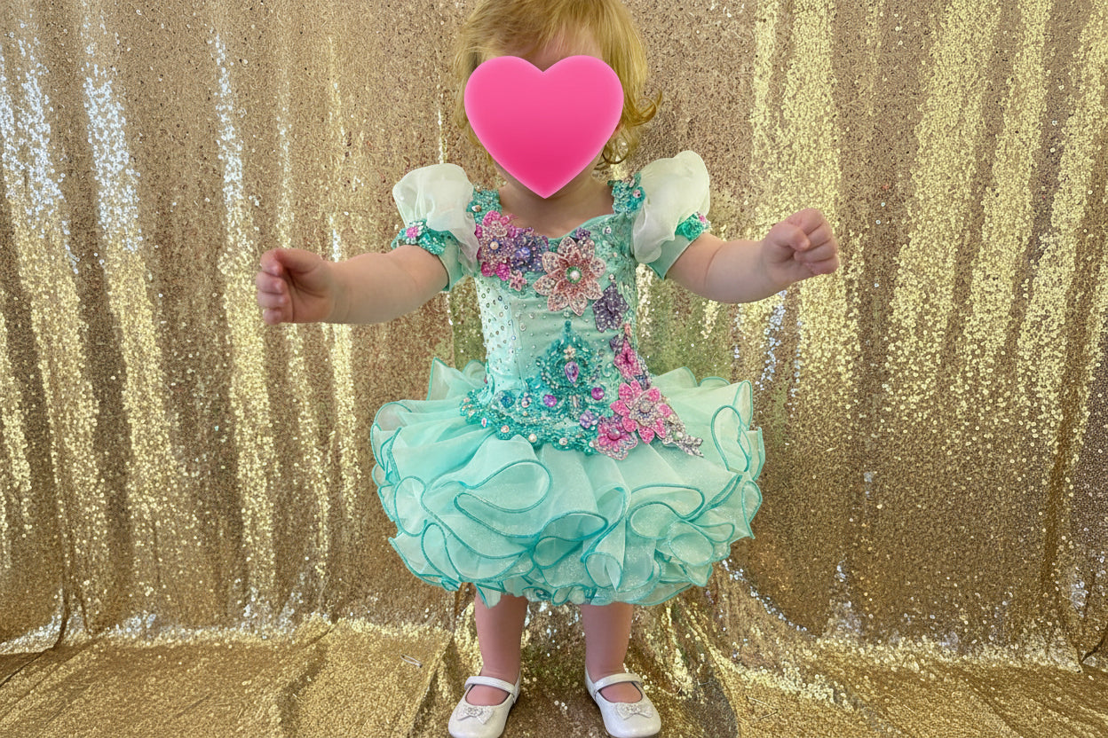 Size 12/2 Sandra Parker -  Aqua Galaxy Glitz
