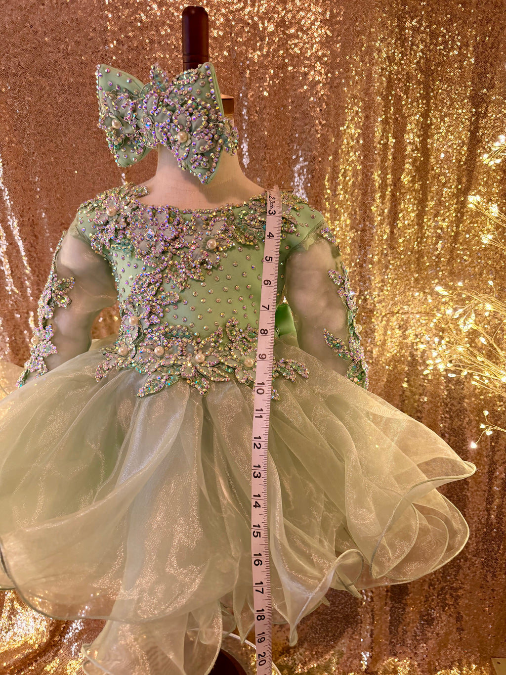 Sage Radiance Royale – Mega Glitz Gown (Size 18/3)