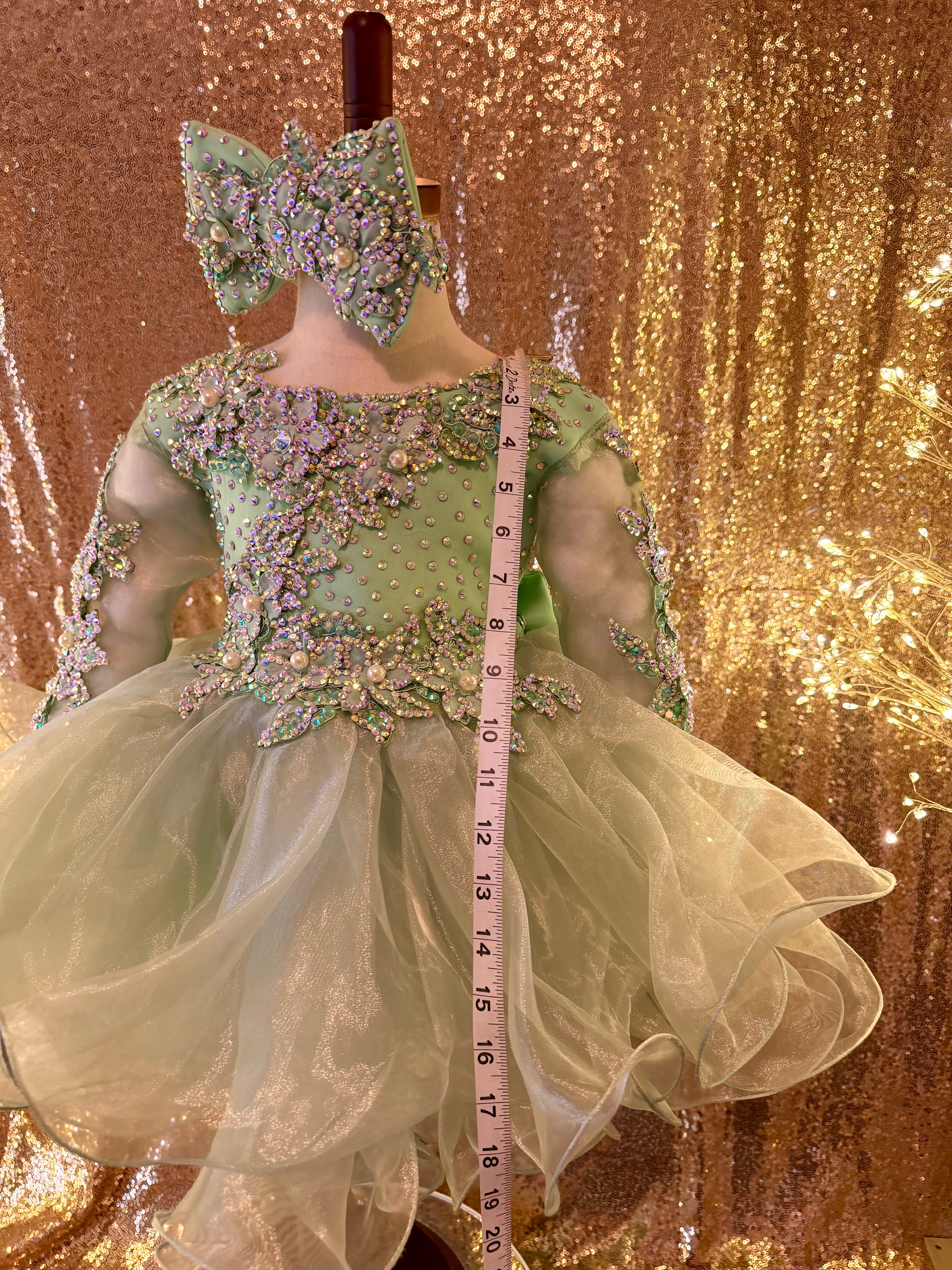 Sage Radiance Royale – Mega Glitz Gown (Size 18/3)