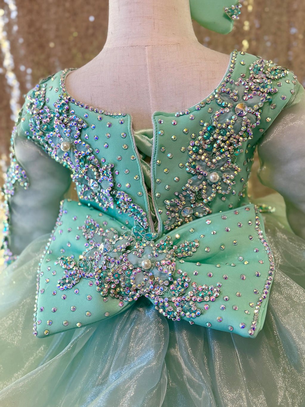 Sage Radiance Royale – Mega Glitz Gown (Size 18/3)