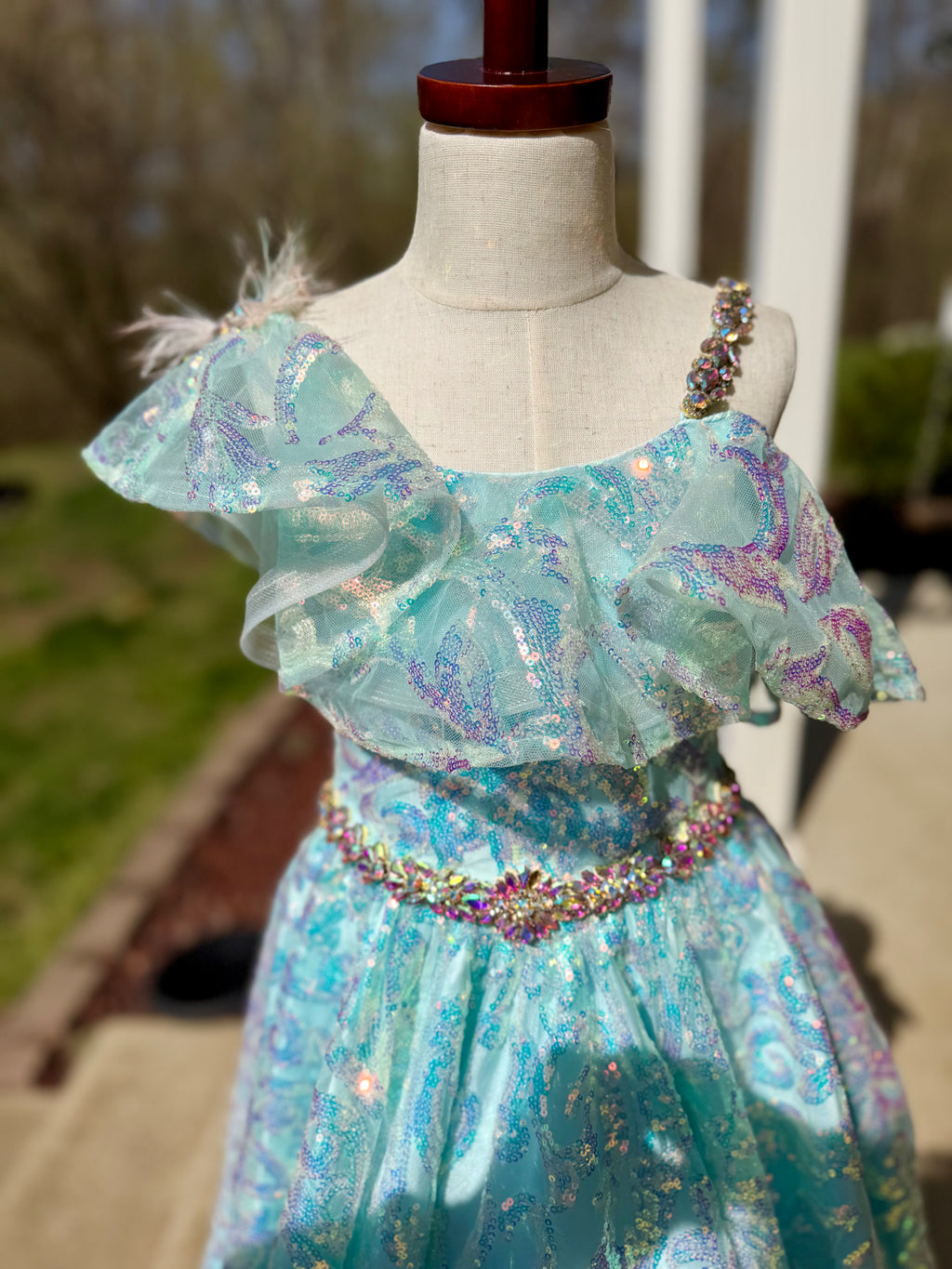 Blue Metallic Shimmer Toddler Size 6 Gown