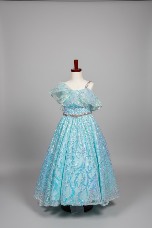 Blue Metallic Shimmer Toddler Size 6 Gown