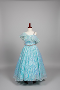 Blue Metallic Shimmer Toddler Size 6 Gown