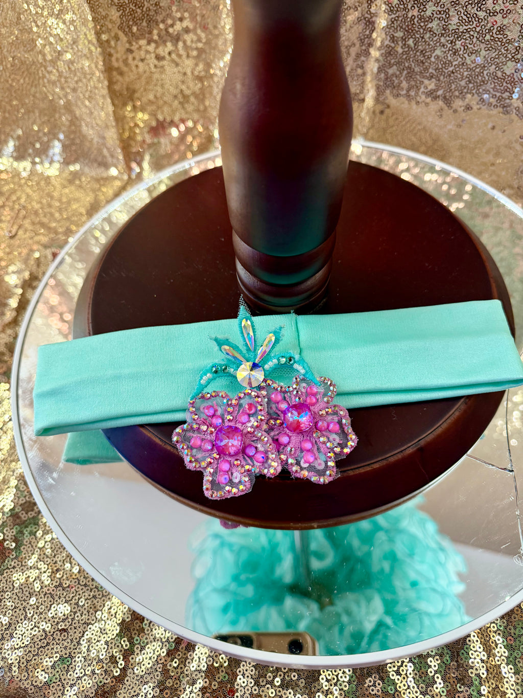 Size 12/2 Sandra Parker -  Aqua Galaxy Glitz