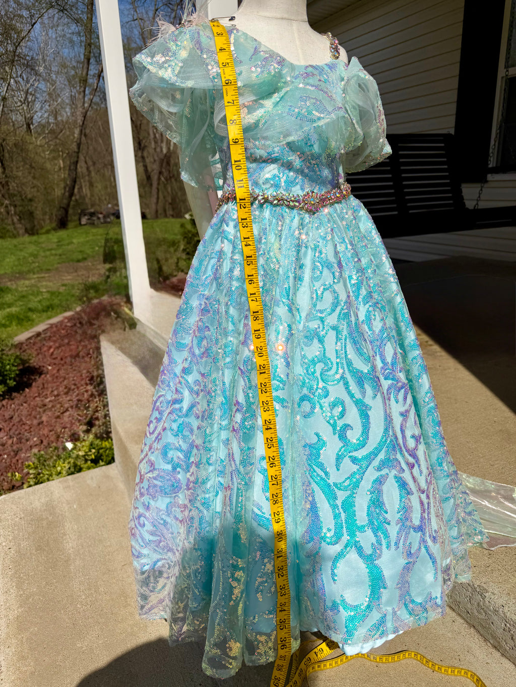 Blue Metallic Shimmer Toddler Size 6 Gown