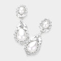 Crystal Rhinestone Embellished Pearl Evening Earrings