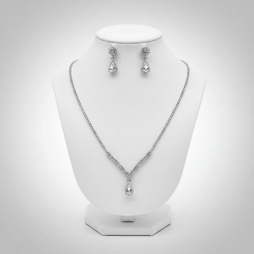 Dandy End Lines Dangle Rhinestone Necklace Set