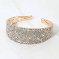 Wide Rhinestone Paved Evening Cuff Bracelet