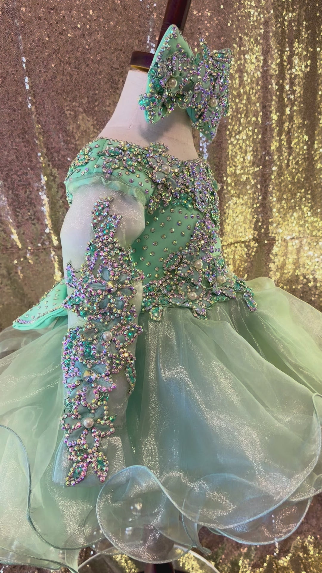 Sage Radiance Royale – Mega Glitz Gown (Size 18/3)